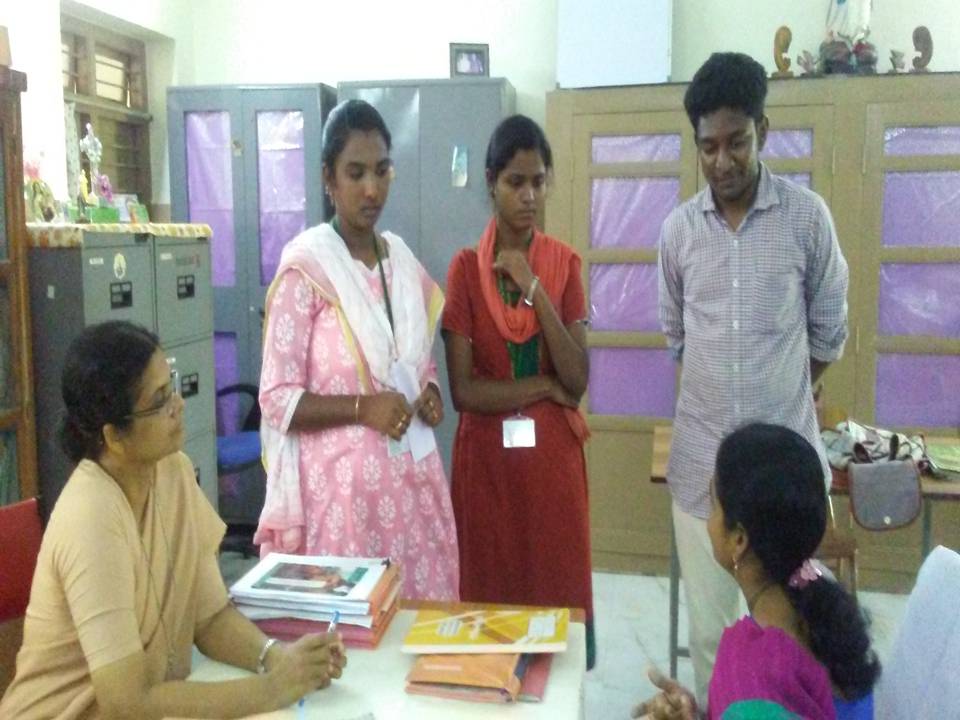 Prof. Mary Jessy Rani from Loyola College visited internship students at ARUWYE, Kodambakkam