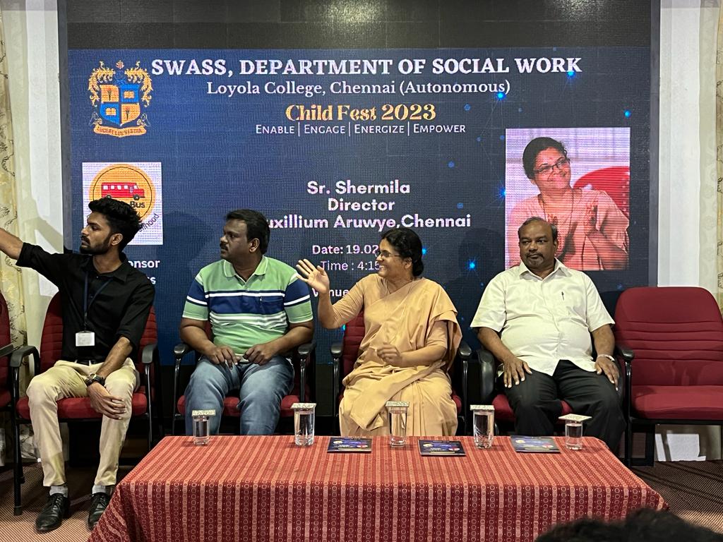 Sr.Shermila was invited as Valedictory speaker guest at Dept of social work Loyola college - 19-02-2023