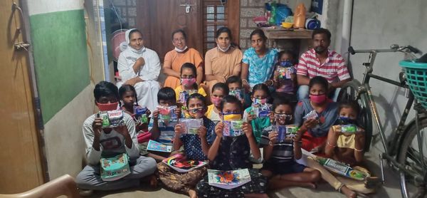 COVID precausion material were given to Children in Melpadi, Vellore District
