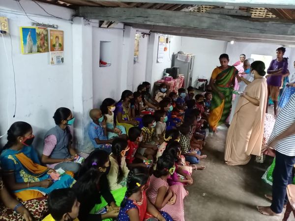 COVID precausion material were given to Children in Anmarudai, Thiruvannamalai District