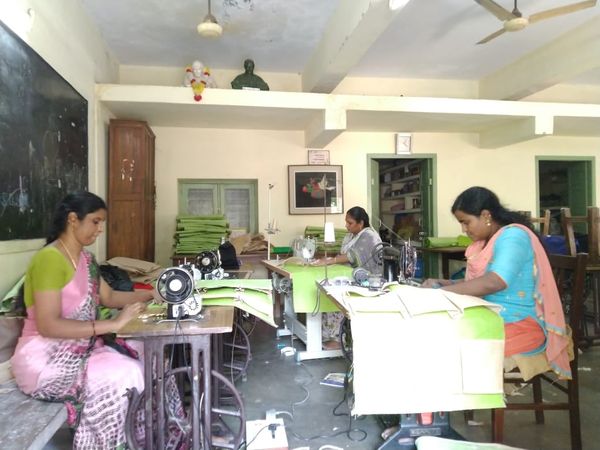 Nirmala Technical  Centre staff stitched the Jute Hanging (Book Keeping) through order
