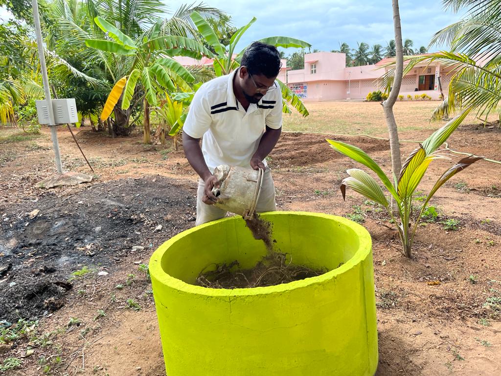 Preparing Vermi composting for Kitchen Gardening on 25th July 2023 