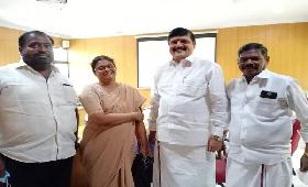 Sr. Shermila (SDC) and Mrs. Sasikala (Women Coordinator) met Mr. Peter Alphones to support widows in our target population. (Government Job)