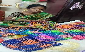 Sindhu Deebam SHG member Mrs. Kasthuri Prepare Voyar Bag
