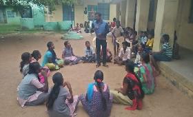 Training children on Children Parliament at Anmarudai, Thiruvannamalai District.