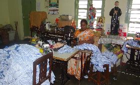 Tailoring Unit - Nirmala Technical Centre members stitching uniforms 