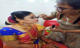 Sindhuja SHG Animator Mrs. Janaki is doing Wedding Makeup