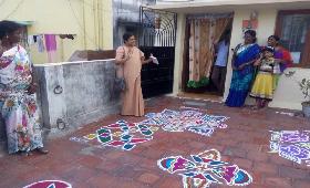 Kolam Competition was conducted for Women's Day in different places of Chennai