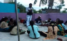 Training Children for NDF Children's Parliament meeting at  Jothi Nagar, Vellore District.