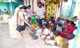 COVID precausion material were given to Children in Anmarudai, Thiruvannamalai District