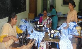 Tailoring Unit - Nirmala Technical Centre members stitching uniforms 
