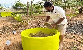 Preparing Vermi composting for Kitchen Gardening on 25th July 2023 