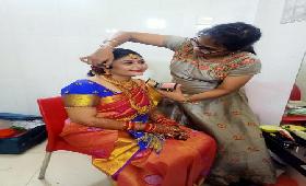 Sindhuja SHG Animator Mrs. Janaki is doing Wedding Makeup